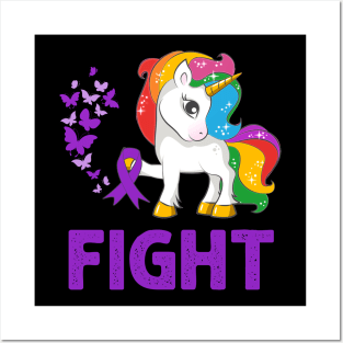 Fight Pancreatic Awareness Unicorn Posters and Art